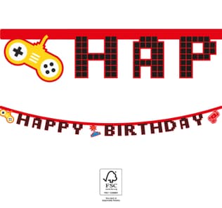 Decorata Gaming Party - "Happy Birthday" Die-Cut Banner 2m FSC - 93776