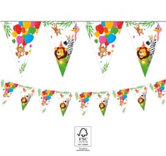Decorata Jungle Balloons - Paper Triangle Flag Banner (9 flags) FSC. - 93785