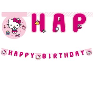 Hello Kitty Fashion Stylish - FSC "Happy Birthday" Die-Cut Paper Banner - 94703