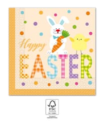 Decorata Seasonal Napkin Designs - FSC 3-Ply Paper Napkins 33x33cm Happy Easter Animals - 94871