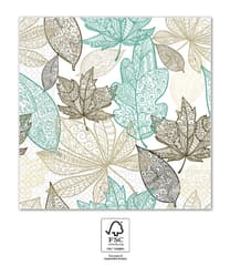 Decorata Everyday Napkin Designs - FSC 3-Ply Paper Napkins 33x33cm Wide Leaves - 95191