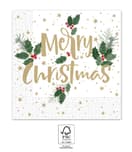 Decorata Seasonal Napkin Designs - FSC 3-Ply Paper Napkins 33x33cm Holly Merry - 95377