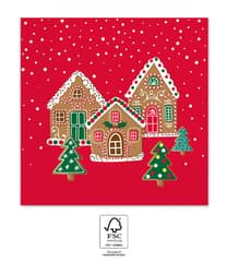 Decorata Seasonal Napkin Designs - FSC 3-Ply Paper Napkins 33x33cm  Sweet Gingerhouses - 95378