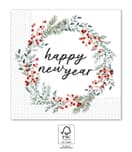 Decorata Seasonal Napkin Designs - FSC 3-Ply Paper Napkins 33x33cm Happy New Year Wreath - 95389