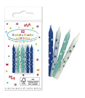 Decorata Soccer Fans - Birthday Candles with Holders "Blue" in FSC Paper Box - 95553