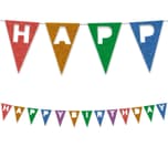 Decorata Reusable Products - Reusable Party Triangle "Happy Birthday" Felt Flags - 95564