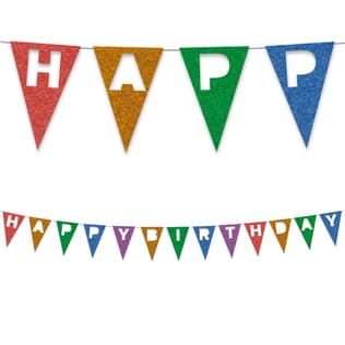 Decorata Rainbow Party - Reusable Party Triangle "Happy Birthday" Felt Flags - 95564