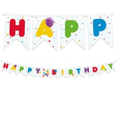 Kokliko Sparkling Balloons - Reusable Textile "Happy Birthday" Party Letter Banner - 95568