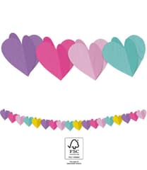 Decorata Unicorn Rainbow Colors - FSC Paper Garland "Heart" 3,6m. - 95574