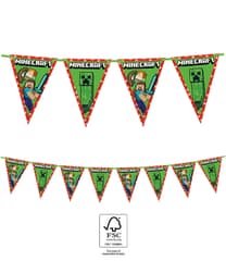 Minecraft Party - FSC Paper Triangle Flag Banner (9 flags) - 95661