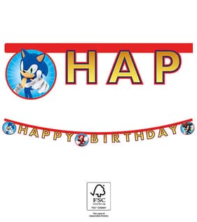 Sonic Party - FSC "Happy Birthday" Die-Cut Paper Banner - 95668