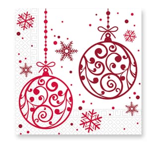 Decorata Seasonal Napkin Designs - Xmas Red balls 3-ply Paper Napkins 33X33cm. - 81939