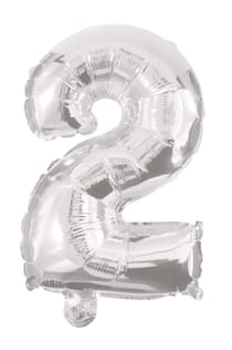 Numeral Foil Balloons - 85 cm Silver Foil Balloon No. 2 - 91196
