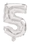 Numeral Foil Balloons - 85 cm Silver Foil Balloon No. 5 - 91199