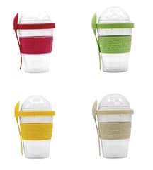 Solid Color Reusable - Red, Light Green, Beige, Yellow Reusable container for snack 500ml with lid & spoon - 92085