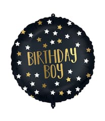 Standard & Shaped Foil Balloons - "Black-Gold Birthday Boy" Foil Balloon 46 cm - 92416