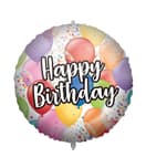 Decorated Foil Balloons - "Happy Birthday Balloons" Round Foil Balloon 46 cm - 92424