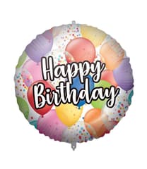 Decorated Foil Balloons - "Happy Birthday Balloons" Round Foil Balloon 46 cm - 92424