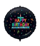 Standard & Shaped Foil Balloons - "Happy Birthday Black Confetti" Foil Balloon 46 cm - 92425