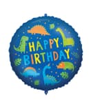 Decorated Foil Balloons - Happy Birthday Dino Round Foil Balloon 46 cm. - 92427