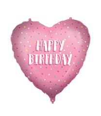 Standard & Shaped Foil Balloons - "Happy Birthday Pink Heart" Foil Balloon 46 cm - 92431