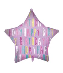 Standard & Shaped Foil Balloons - "Happy Birthday Purple Star" Foil Balloon 46 cm - 92432