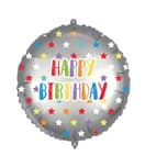 Standard & Shaped Foil Balloons - "Happy Birthday Colorful Stars" Foil Balloon 46 cm - 92435