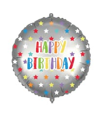 Standard & Shaped Foil Balloons - "Happy Birthday Colorful Stars" Foil Balloon 46 cm - 92435