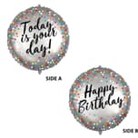 Shaped Foil Balloons - Dual Faced Happy Birthday Foil Balloon 46 cm. - 92437