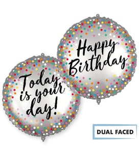 Standard & Shaped Foil Balloons - "Happy Birthday/Today is your day" Dual Faced Foil Balloon 46 cm - 92437