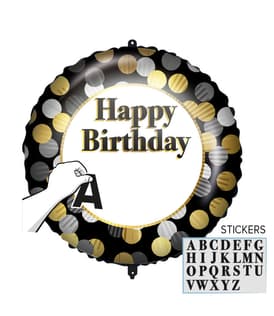 Decorated Foil Balloons - "Personalized Happy Birthday" Round Foil Balloon 46 cm - 92441