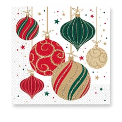 Seasonal Napkin Designs - Decorative Balls 3-ply Paper Napkins 33X33cm. - 92873