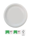 Decorata White Compostable Products - White Paper Plates 23cm. Ultra Strong - Home & Industrial Compostable - 93128