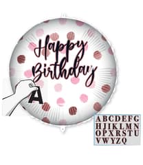 Standard & Shaped Foil Balloons - "Personalised Happy Birthday" Pink Foil Balloon 46cm - 93185