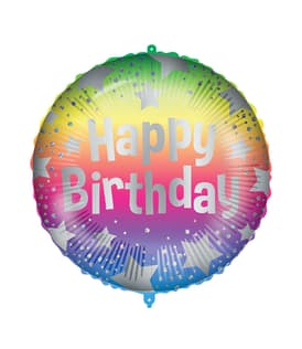 Decorated Foil Balloons - "Rain Happy Birthday" Round Foil Balloon 46cm - 93186
