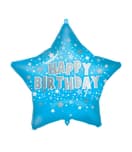 Standard & Shaped Foil Balloons - "Star Happy Birthday" Blue Foil Balloon 46cm - 93192