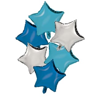 Standard & Shaped Foil Balloons - "Silver / Blue / Light Blue" Bouquet Balloon - 93193