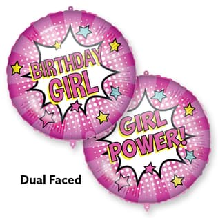 Standard & Shaped Foil Balloons - "Birthday Girl Power-Dual Faced" Baloon - 93194