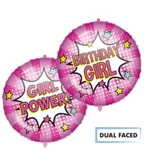 Standard & Shaped Foil Balloons - "Birthday Girl/Girl Power" Dual Faced Baloon 46cm - 93194