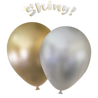 Latex Balloons - "Very Shiny" Gold & Silver Balloons - 93399