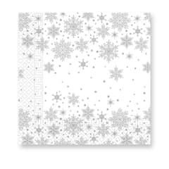 Seasonal Napkin Designs - Sneeuwvlok Zilver 3-ply Paper Napkins 33X33cm.  - 93892