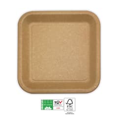 Decorata Kraft Tableware - Kraft Square Paper Plates 22X23cm. Home Compostable Cerified - 95694