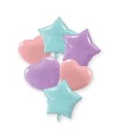 Standard & Shaped Foil Balloons - "Blue/Pink/Lilac/Pastel Bouquet" Foil Balloon 46cm - 94824