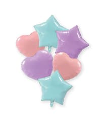 Unicolor Foil Balloons - "Blue/Pink/Lilac/Pastel Bouquet" Foil Balloon 46cm - 94824