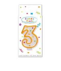 Decorata Numeral Candles - "Dots" Numeral Candle No. 3 in FSC Paper Box - 95320