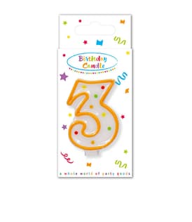 Decorata Numeral Candles - "Dots" Numeral Candle No. 3 in FSC Paper Box - 95320