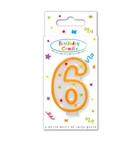 Decorata Numeral Candles - "Dots" Numeral Candle No. 6 in FSC Paper Box - 95323