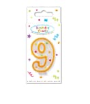 Decorata Numeral Candles - "Dots" Numeral Candle No. 9 in FSC Paper Box - 95326
