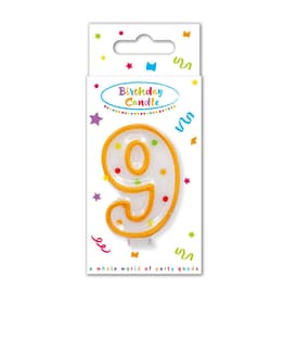 Decorata Numeral Candles - "Dots" Numeral Candle No. 9 in FSC Paper Box - 95326