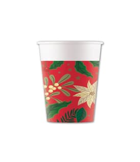Holly Poinsettia - Paper Cups 200ml - 95381